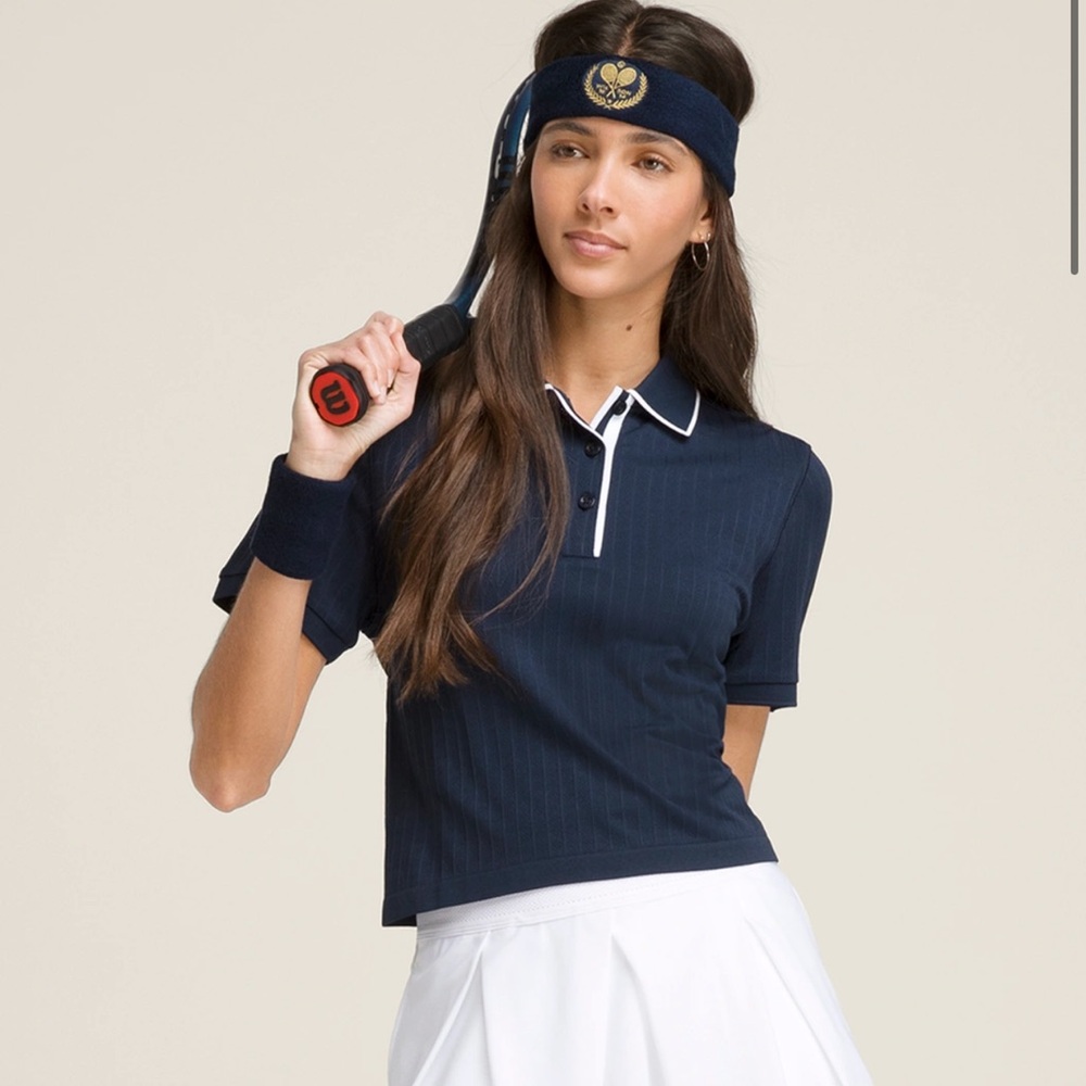 Wilson Navy Center Court Short Sleeve Polo Top